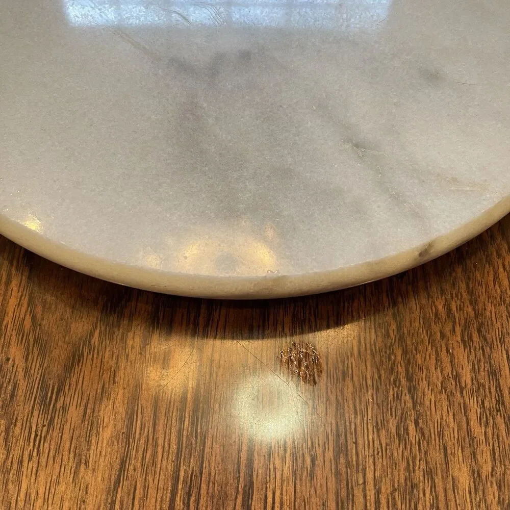 Gray White Marble Tabletop Felt Base Lazy Susan 12